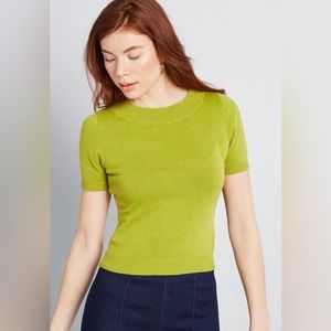 Collectif x Modcloth “Swift Fit” Chartreuse Retro 1950s style Sweater